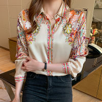 Fashion flower print ladies shirts Womens Blouses 2021 Spring Autumn Long Sleeve Shirts Tops Blusas Mujer