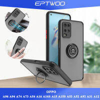 EPTWOO สำหรับ OPPO A78 A17 A16K A57 A96 A94 A74 A73 A54 A16 A16S A15 A15S A53 A52 A92 A31 A12 A5S A7 A5 A9 2020โทรศัพท์สีโปร่งใสด้วยขาตั้งแหวนผู้ถือซิลิโคนกันกระแทก Hard PC กลับฝาครอบ QY-01นิ้ว