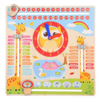 Educational Wooden Clock Toy Calendar Board Teaching Clock Show Calendar Chart Date Season Weather Kids Cognitive Toy #20