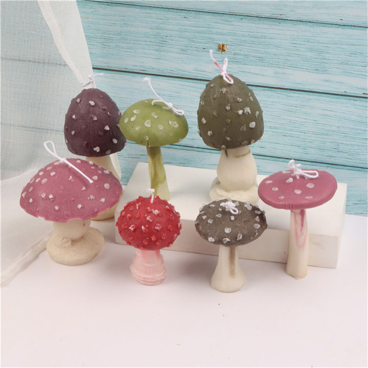 9-painted-mold-home-decoration-childrens-aromatherapy-plaster-silicone-candle-mushroom