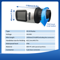 6PIN TongSheng XH-18 Ebike จอแสดงผล36V 48V พร้อมปลั๊กกันน้ำสำหรับ TONGSHENG EBike Mid-Drive มอเตอร์ TSDZ2ชุด