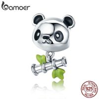 BAMOER Bamboo Panda Charm 925 Silver celet Accessories SCC325