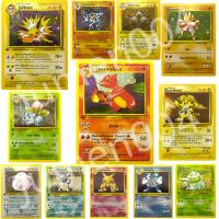 1996 12ชิ้น/ชุดแฟลชการ์ด Charizard Blastoise Venusaur Mewtwo Zapdos Pokemon การ์ดของเล่นคอลเลกชันเกม