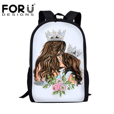 FORUDESIGNS Super Family Mom&amp;Baby School Bags for Teen Girls Student Schoolbag Children Trendy Book Bags Backpack White Pink