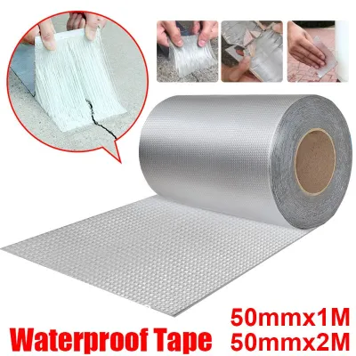 1PC 50mm High Temperature Resistance Waterproof Tape Wall Crack Roof Duct Repair Adhesive Tape Aluminum Foil Thicken Butyl Tape