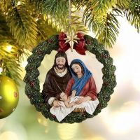Christmas Nativity Acrylic Hanging Decoration With Lanyard Festival Hollow Round Xmas Tree Birth Of Jesus Pendant Party Supplies Christmas Ornaments