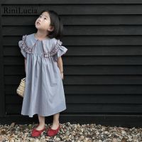 【CC】 Kids Dresses Short Sleeve Pleated Ruffled Children Costumes Vestidos Clothing