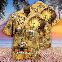 Hawaiian Shirt 3D Print Beer pattern Short-sleeved Mens Shirt Beach Casual Tshirt Top Party Vintage Style For Men And Womens