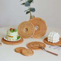 [HOT ZEXKLIOALQAQ 529] Rustic Simple Hot Pad Retro Rattan Table Placemats วัสดุที่เป็นมิตรกับสิ่งแวดล้อมจานรองแก้วอเนกประสงค์ SceneMat สำหรับจาน