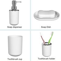 【jw】☫  Plástico Banheiro Acessório Set Escova do banheiro com Toothbrush Holder Preto e Branco Cup 8 Pcs