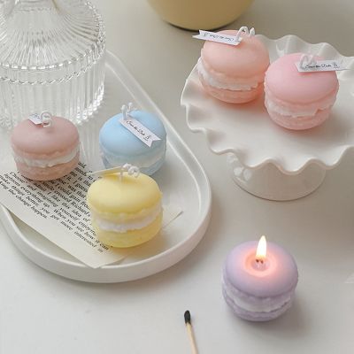 Cute Handmade Dessert Macarons Candle Scented Candle Aromatherapy Soy Wax Candle Wedding Birthday Party Home Decor Photo Props