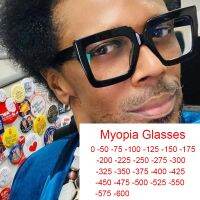 {Paopao glasses}สำเร็จรูปสายตาสั้นแสงสีฟ้าปิดกั้นแว่นตาผู้ชายยี่ห้อสีดำสแควร์ล้างแว่นตาอ่านสายตาสั้นกําหนด-1 -2.5 -3 -6