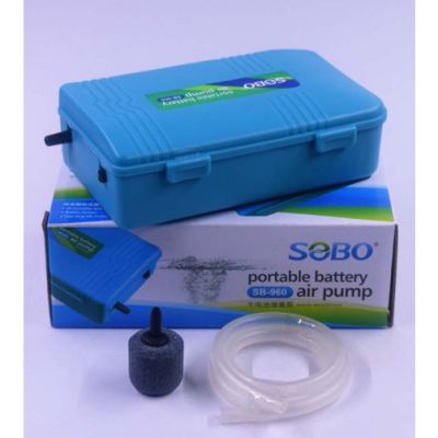 ปั้มลม ปั้มออกซิเจน ใส่ถ่าน พกพาได้ SOBO SB-960 และอุปกรณ์พร้อมใช้งาน
