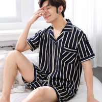 Thoshine Brand Spring Summer Autumn Men Satin Silk Pajamas Sets of T-shirt &amp; Shorts Male Pijama Sleepwear Leisure Home Clothing