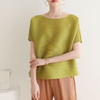 ✺ Aiden001 One Size Summer Pleated Simple Fresh Casual Style Loose High-End T-Shirt 2953