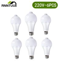 6ชิ้นหลอดไฟ LED เซ็นเซอร์ตรวจจับการเคลื่อนไหว PIR E27 9วัตต์12วัตต์15วัตต์18วัตต์ AC85-265โวลต์เซ็นเซอร์ตรวจจับการเคลื่อนไหวโคมไฟเซนเซอร์ไฟสำหรับบ้านกลางคืนไฟลิ้นชักประหยัดพลังงาน