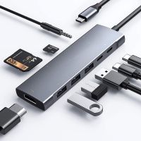 USB C HUB for iPad Pro Air 9-in-1 Adapter with 4K HDMI PD Charging, SDMicro Card Reader, USB 3.0, 3.5mm Headphone Jack Type C