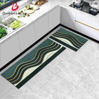 Bubble Kiss Modern Polyester Kitchen Mat Absorbent Non-Slip Home Kitchen Car Gold Striped Pattern Car Bedside Area Rugs