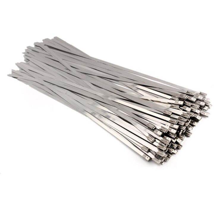 100pcs-4-6x300mm-stainless-steel-exhaust-wrap-coated-locking-metal-cable-zip-ties-self-locking-stainless-steel-cable-tie