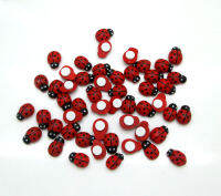 100Pcs Red Ladybug Wooden Buttons Flatback Cabochon Scrapbooking Crafts Wood Knopf Bouton Kawaii Decor Diy Accessories Haberdashery