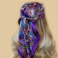 ♕◇❧  90x90CM Shawl Summer Sunscreen Square Headcloth Female Silk Scarf Fashion High-Grade Kerchief New Print Bandana Popular muffler