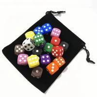 【LZ】 Six Sided Spot Dice Set com Saco Jogos Dados Opacos para Bar Pub Clube Festa Jogo de Tabuleiro Multi Color 16mm 20Pcs