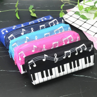 Creative Piano Key Canvas Pencil Bag Student Stationery Zipper Storage Bag Pen Pencil Eraser Organizer School Supplies