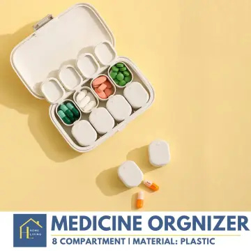 4 Pack Daily Pill Case Organizer, 8 Compartment Pill Box Drug