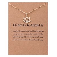 Fashion Gold Color Lotus Flower Pendant Necklace for Women Simple Long Chain Necklace Birthday Gifts With Card