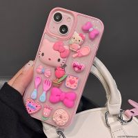Kawaii Sanrio 3D Hello Kitty Transparent Phone Case for IPhone 14 13 12 11 Pro Max 14Pro Anti-fall Back Cover Y2k Girl