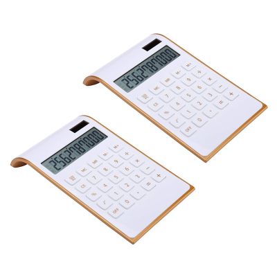 2X Calculator, Slim Elegant Design, Office/Home Electronics, Dual Powered Desktop Calculator, Solar Power, 10 Digits