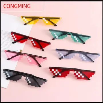 Funny Anime Women Men Glasses Sunglasses Mosaic Pixel 8 Bit Sun Black  Cosplay Eyewear Prop