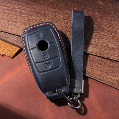 Crazy Horse Leather Car Key Case Cover Keyring for Mercedes Benz A B C E S Class W204 W205 W212 W213 W176 GLC CLA AMG W177 X167