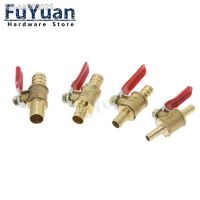 ✱▥ red handle Valve 6mm-12mm Hose Barb Inline Brass Water Oil Air Gas Fuel Line Shutoff Ball Valve Pipe Fittings