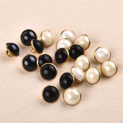 50Pcsbeg Mutiara Shank Butang Putih Hitam Warna Logam Kembali 10Mm Butang Jahit Jahit Scrapbooking Pakaian Hasan DIY