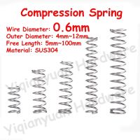 【LZ】o9o2jg 5Pcs 10Pcs Wire Diameter 0.6mm SUS304 Stainless Steel Cylidrical Coil Compression Spring Rotor Return Compressed Springs