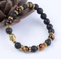 【cw】 8mm uthy4 gold adjusted Charm copper lion nature black stone volcanic lava Bracelet Buddha Yoga essential oils diffuser 【hot】