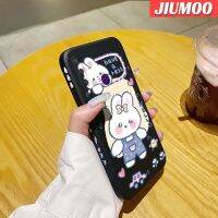 JIUMOO เคสสำหรับ Huawei Y6P เคสการ์ตูนกระต่ายน่ารักบางสวยงามเคสโทรศัพท์ดีไซน์ใหม่ปกป้องขอบสี่เหลี่ยมกรอบปลอกซิลิโคนเคสกันกระแทก