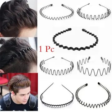 Black-Metal Sport-Hairband-Headband-Wave-Style Hair band For Unisex Men-Women  | eBay