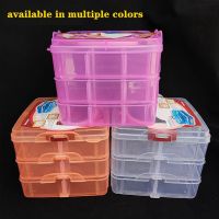 【jw】✿  Small three-layer plastic storage box detachable multi-layer stitching cosmetic collection tools