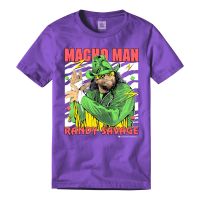 2023 NEWMen S Purple "Macho Man" Randy Savage Neon Collection เสื้อยืดแว่นตากันแดด T-Shirt