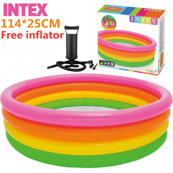 With air pump Intex Inflatable Pool Kiddie Pool Circular Swimming Pool