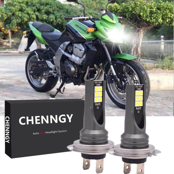 ไฟหน้ารถยนต์-led-h7-xenon-white-6000-k-2-ชิ้นสําหรับ-kawasaki-z750-z800-z900-รับประกัน-10-เดือน