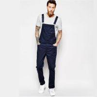 2023 Fashion Mens Overalls Jeans Jumpsuits Ankle Length Black White Navy Distressed Denim Bib Overalls For Men Suspender Pants