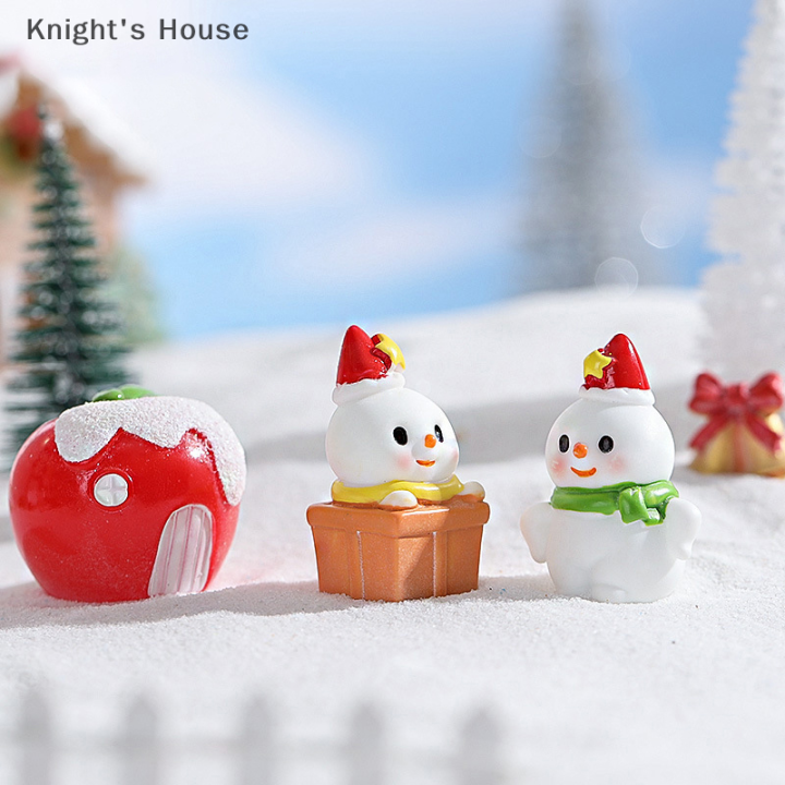 knights-house-บ้านตุ๊กตาเรซินตุ๊กตาหิมะขนาดเล็กตกแต่งคริสต์มาสสำหรับประดับบ้านภูมิทัศน์ไมโครของตกแต่งปีใหม่