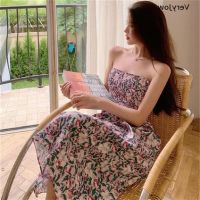 COD DSFDGESERRRRR [VeryJow] Women Fashion Summer Sleeveless Floral Printed Dress Slim Casual Tube Top Skirt Lady Beach Dress [PH]