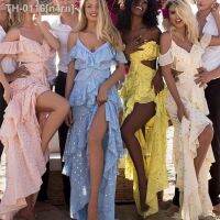 ▽▧℗ n4rn 2021 novo vestido de verão moda lantejoulas em camadas folha lótus sling oco estilo praia férias longo mulher