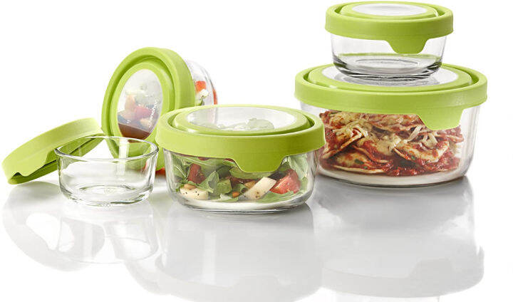 Anchor Hocking TrueSeal Glass Food Storage Containers with Lids, Green ...