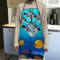 Holiday Funny Cat Apron หน้าแรกกาแฟทำความสะอาดผ้ากันเปื้อน Anti Dirty Kitchen Accessories สำหรับผู้ชายและผู้หญิง 50x75cm, 68x95cm 0905