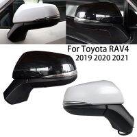 ชุดประกอบกระจกมองหลังรถยนต์สำหรับโตโยต้า RAV4 2019-2021 5/13พินสัญญาณเลี้ยวอัตโนมัติการปรับเลนส์พับไฟฟ้าอุ่นพลังงาน